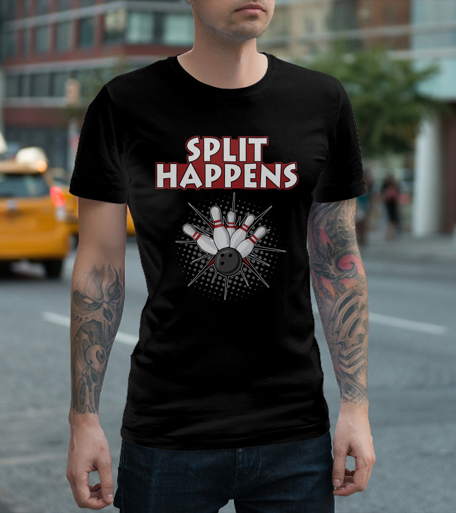 Split Happens Bowling Pin Explosion Humor T-Shirt
