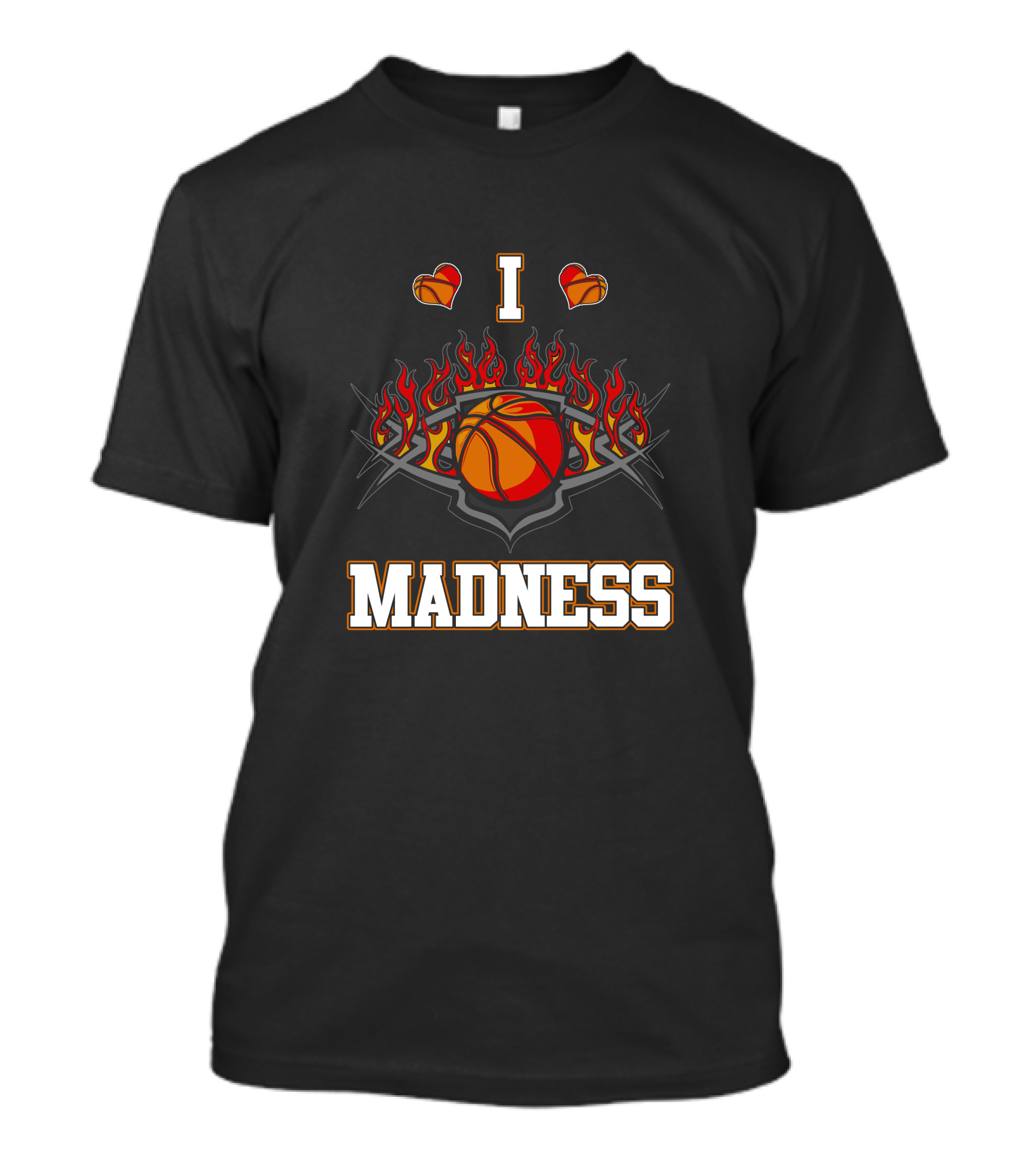 I Love Basketball Heart Flames Madness T-Shirt