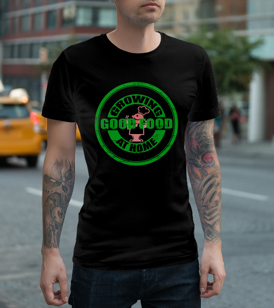 Growing Good Food At Home Chef Pig Emblem T-Shirt