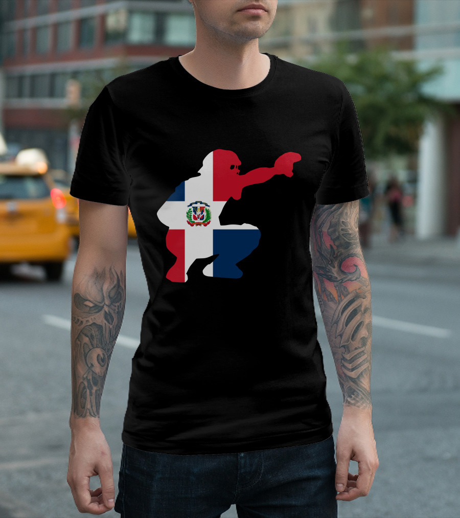 Dominican Republic Baseball Catcher Flag T-Shirt