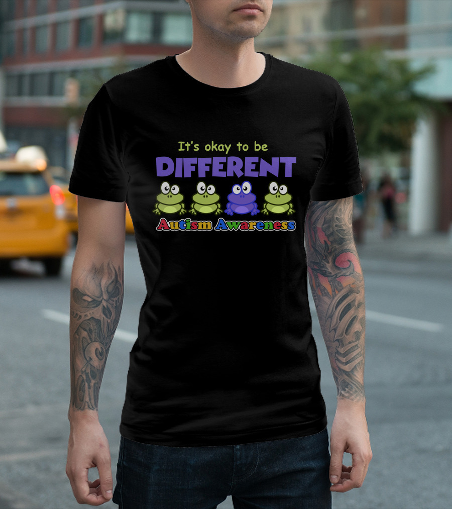 It's Okay To Be Different Autism Awareness Colorful Frogs T-Shirt