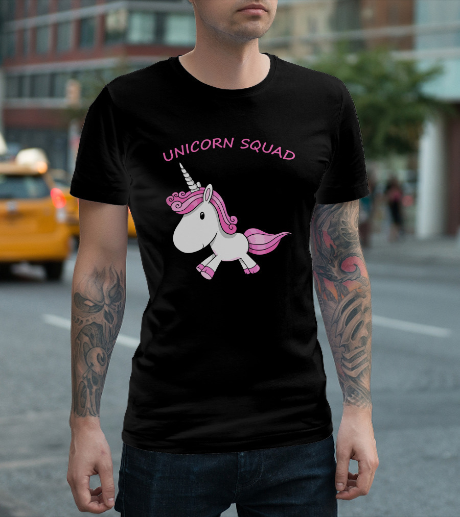 Unicorn Squad Cute Funny Unicorn With Pink Mane And Tail T-Shirt