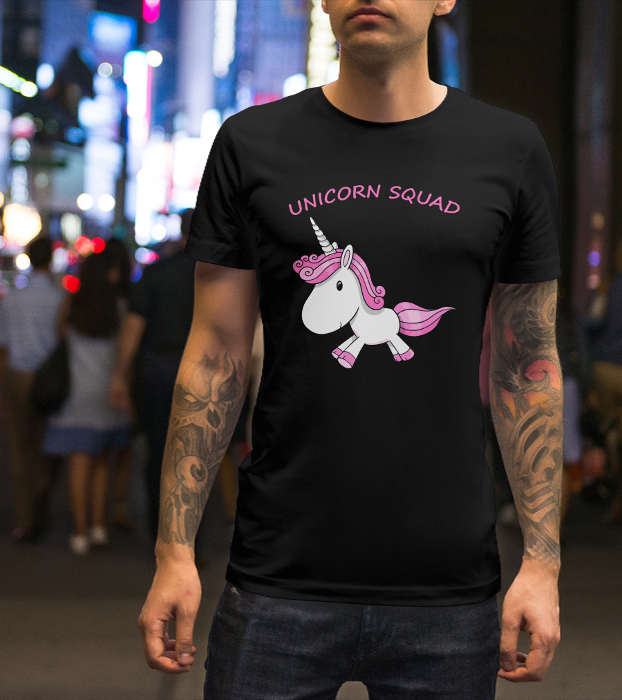Unicorn Squad Cute Funny Unicorn With Pink Mane And Tail T-Shirt