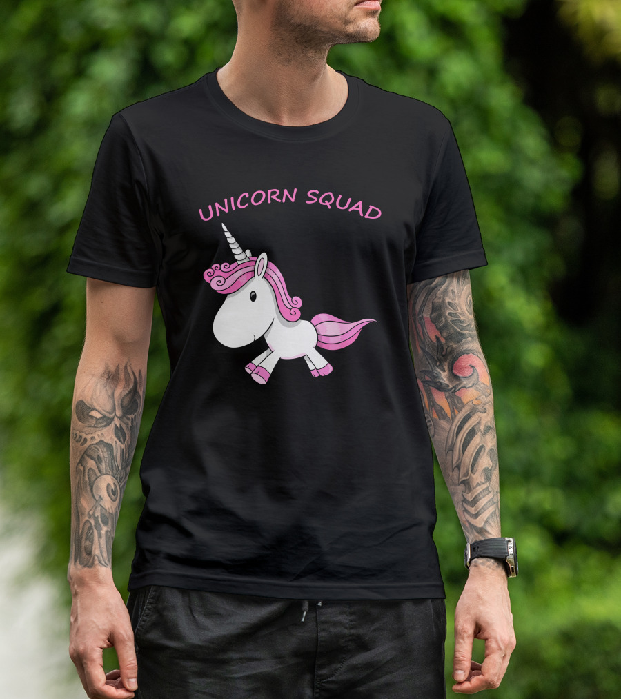 Unicorn Squad Cute Funny Unicorn With Pink Mane And Tail T-Shirt