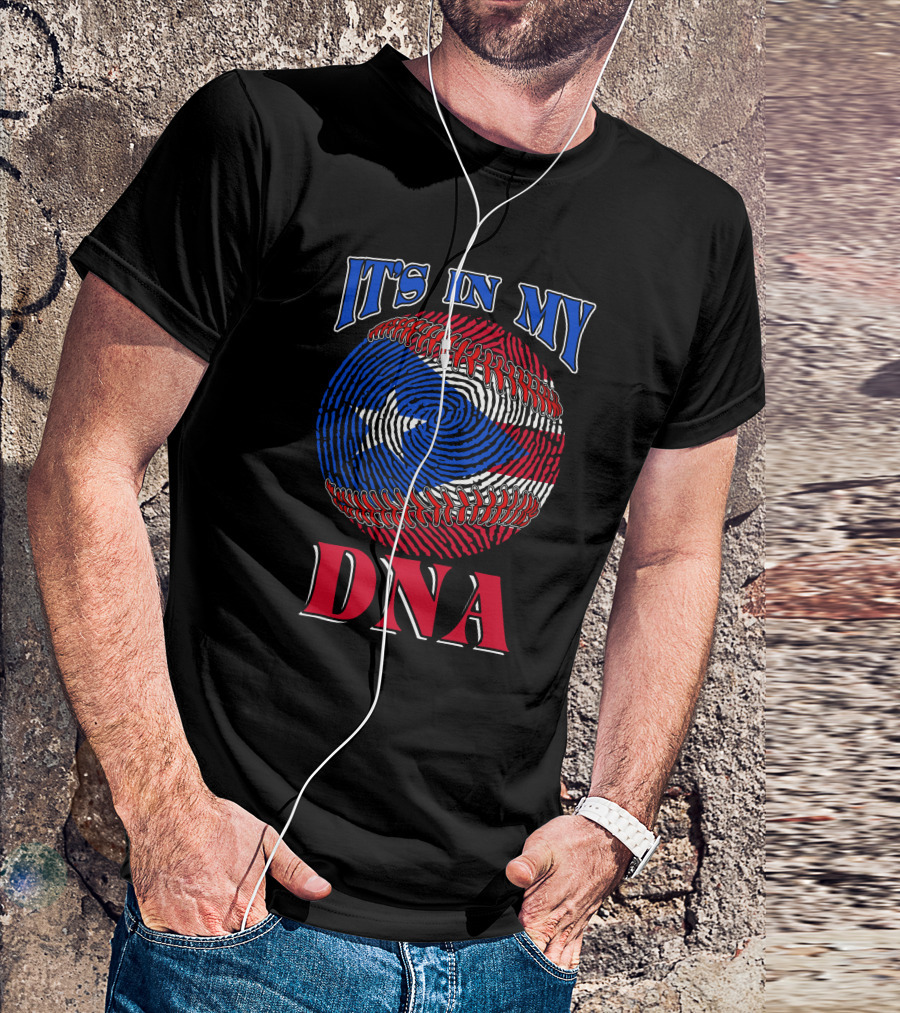 It's In My DNA Puerto Rico Baseball PR Boricua Flag Borinquen T-Shirt