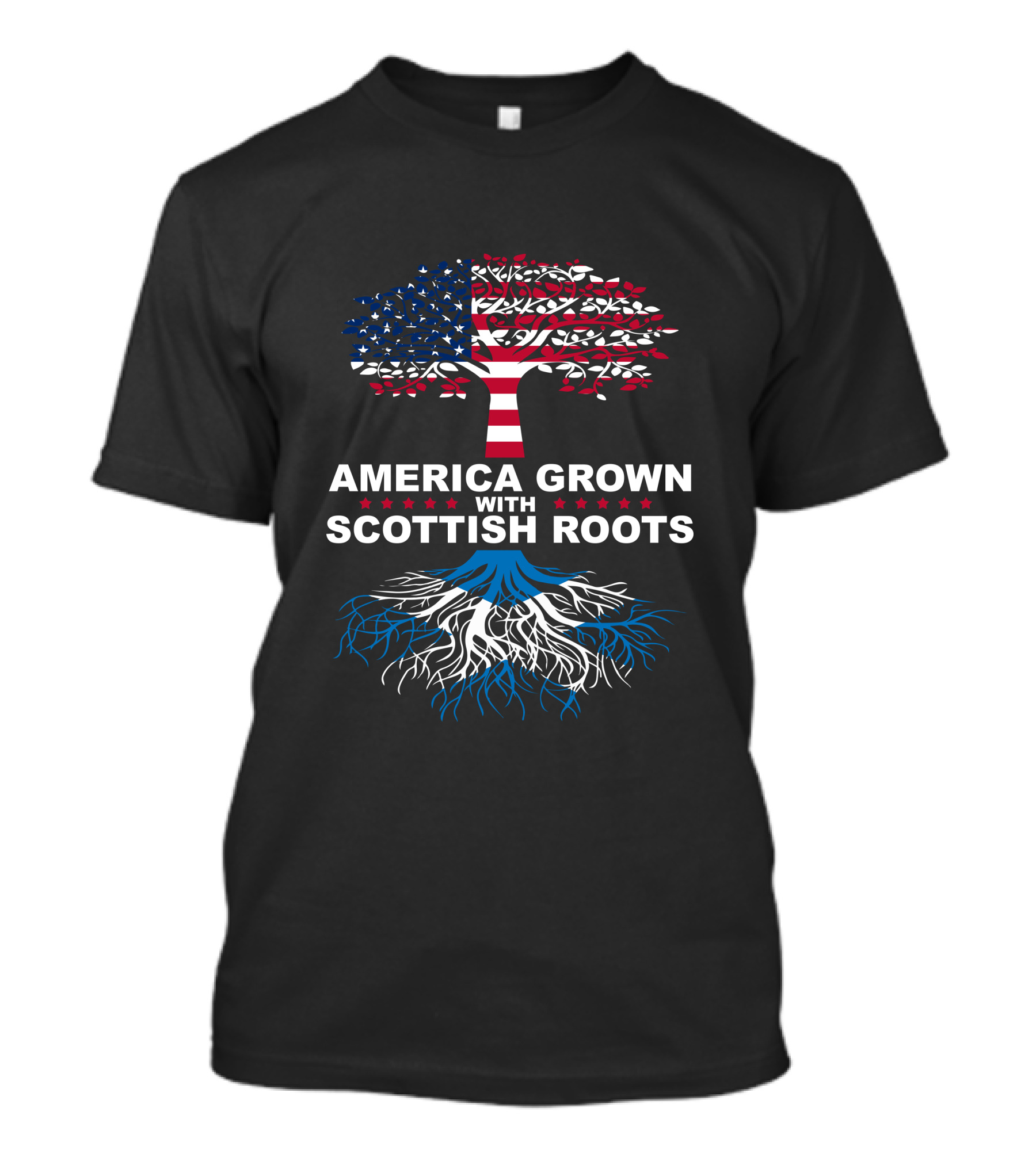 American Grown With Scottish Roots Flag Tree T-Shirt