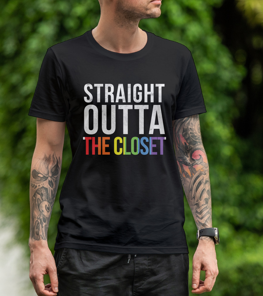 Straight Outta The Closet Gay And Lesbian Pride Multicolored T-Shirt