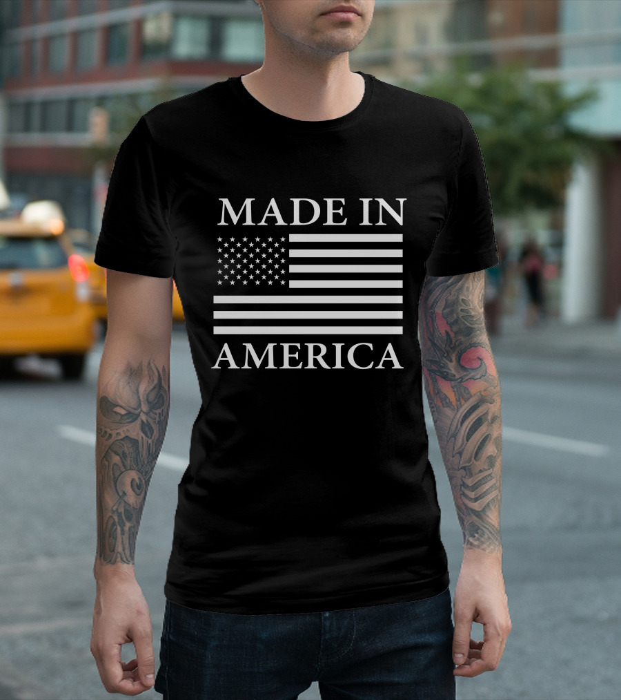 MADE IN AMERICA USA Flag Patriotic T-Shirt