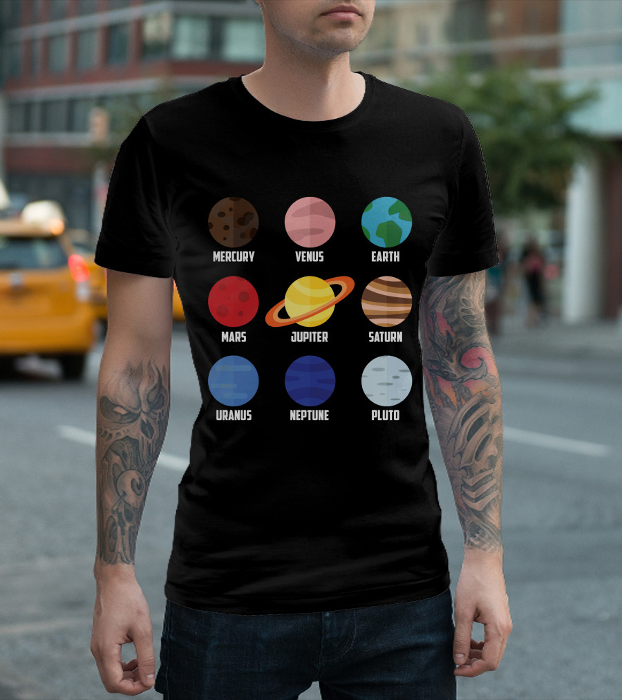 Mercury Venus Earth Mars Jupiter Saturn Uranus Neptune Pluto Planets of The Solar System T-Shirt