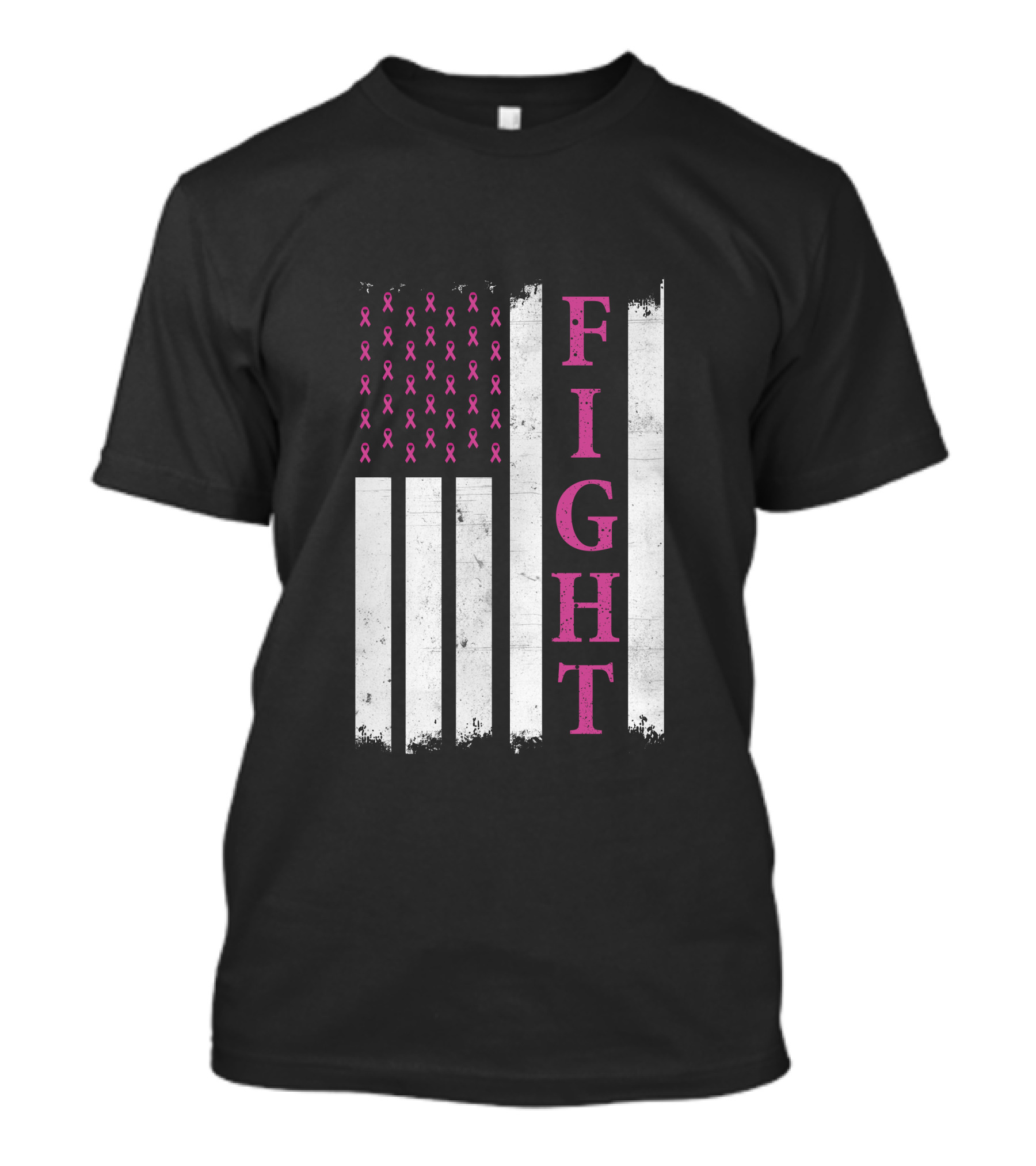 American Flag Fight Ovarian Cancer Awareness Pink Ribbon Stripes T-Shirt