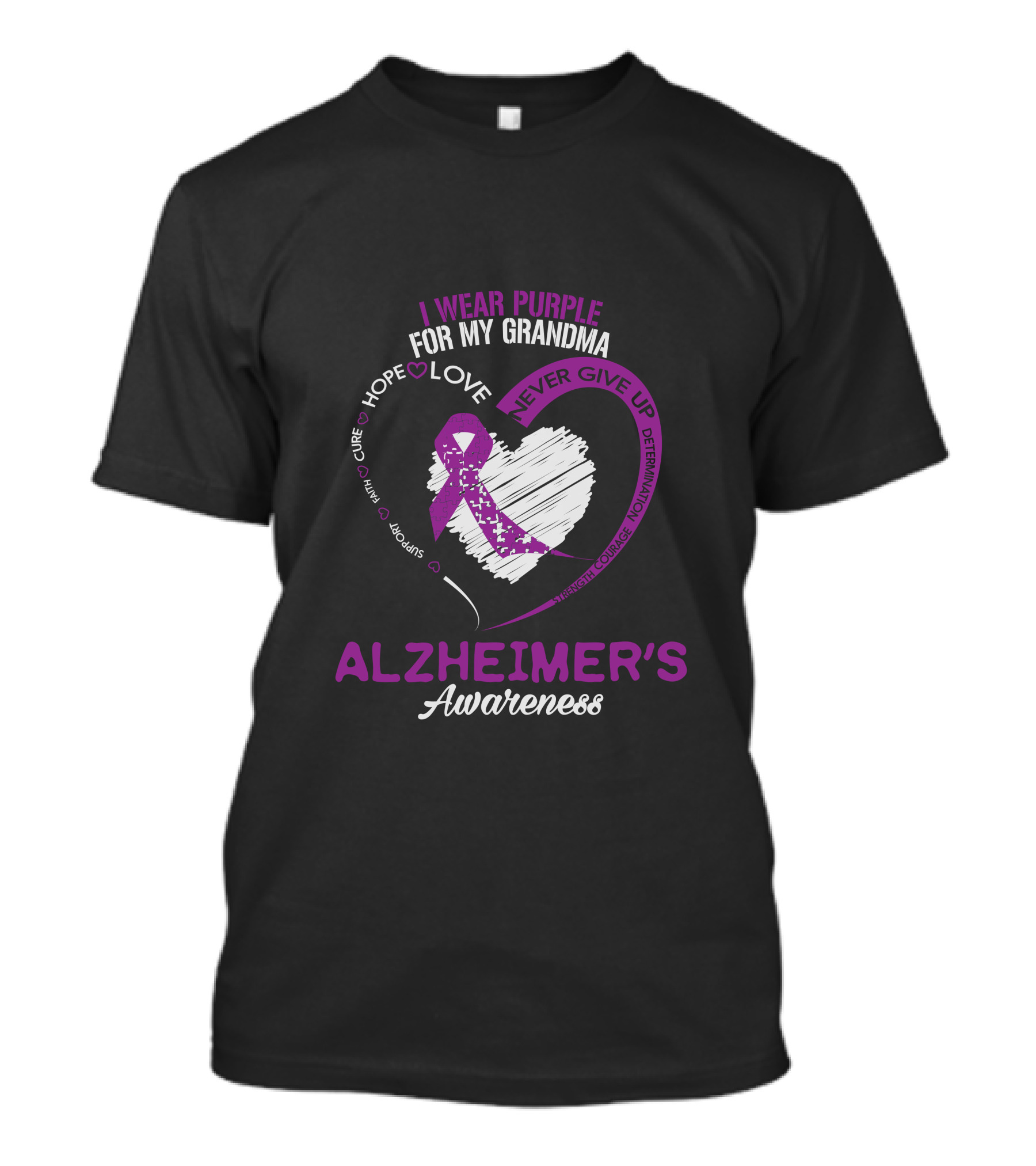 I Wear Purple For My Grandma Alzheimer's Awareness Hope Love Support Courage T-Shirt
