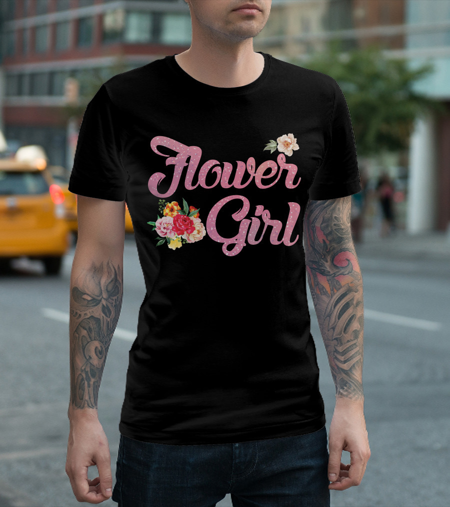 Flower Girl Vintage Floral Script Blossoms T-Shirt